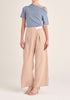 Paisie Contrasting Wide Leg Trousers in Beige